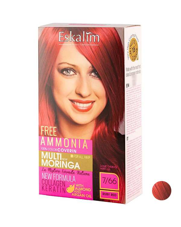 کیت رنگ مو قرمز یاقوتی اسکالیم Eskalim شماره 7.66 حجم 100ml