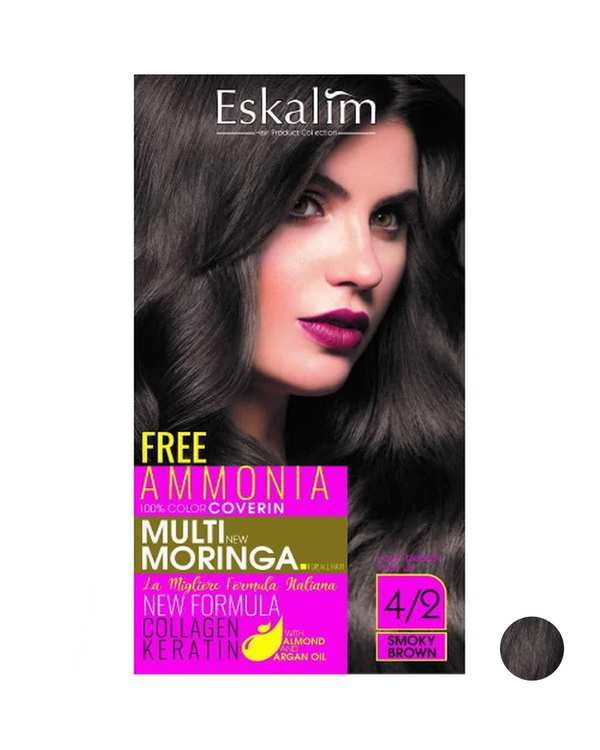 کیت رنگ مو قهوه ای دودی اسکالیم Eskalim شماره 4.2 حجم 100ml
