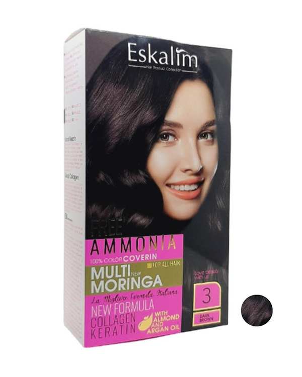 کیت رنگ مو قهوه ای تیره اسکالیم Eskalim شماره 3 حجم 100ml