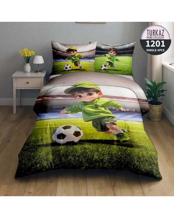 سرویس لحاف روتختی تک نفره 5 تکه میکرو تنسل گیاهی دو رو TURKAZ مدل 1201