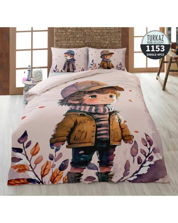 سرویس لحاف روتختی تک نفره 5 تکه میکرو تنسل گیاهی دو رو TURKAZ مدل 1153