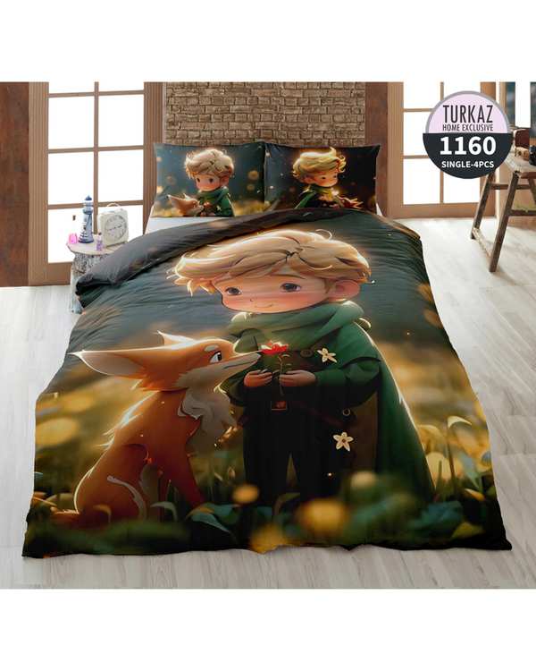 سرویس لحاف روتختی تک نفره 5 تکه میکرو تنسل گیاهی دو رو TURKAZ مدل 1160