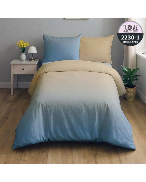سرویس لحاف روتختی تک نفره 5 تکه میکرو تنسل گیاهی دو رو TURKAZ مدل 1-2230
