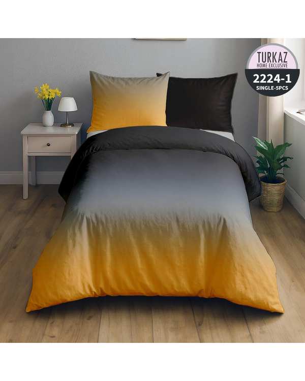 سرویس لحاف روتختی تک نفره 5 تکه میکرو تنسل گیاهی دو رو TURKAZ مدل 1-2224