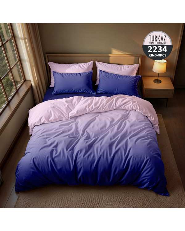 سرویس لحاف روتختی دو نفره 8 تکه میکرو تنسل گیاهی دو رو TURKAZ مدل 2234