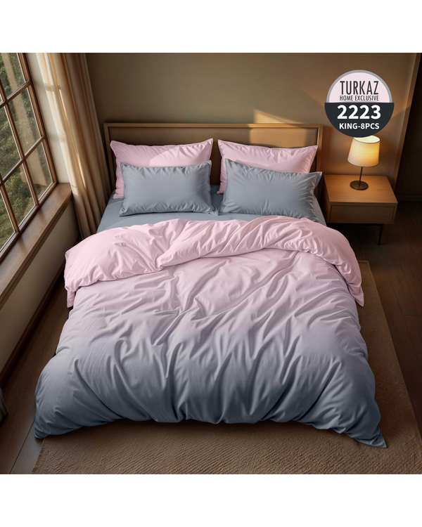 سرویس لحاف روتختی دو نفره 8 تکه میکرو تنسل گیاهی دو رو TURKAZ مدل 2223