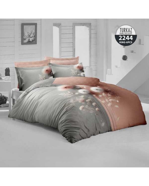 سرویس لحاف روتختی دو نفره 8 تکه میکرو تنسل گیاهی دو رو TURKAZ مدل 2244