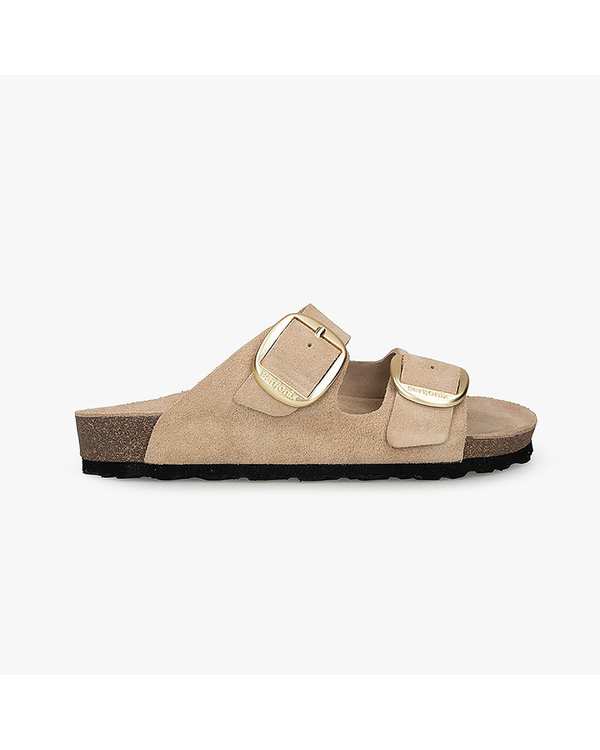 صندل اسلیپر چرم زنانه طبی خاکی برتونیکس Berttonix کد PS-08