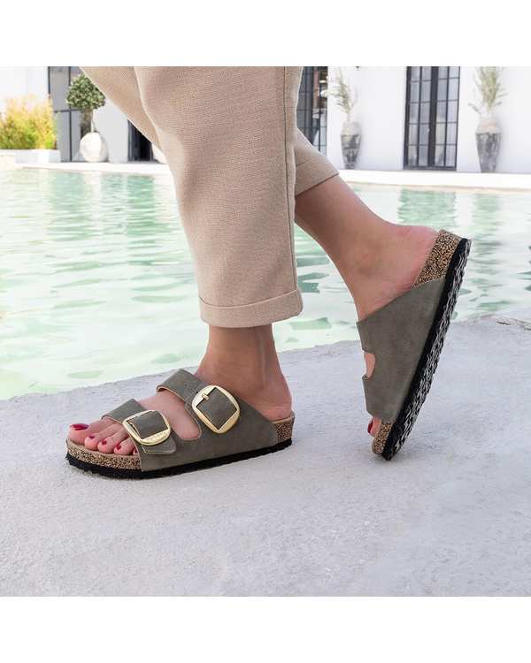 صندل اسلیپر چرم زنانه طبی سبز برتونیکس Berttonix کد PS-08 - تصویر 8