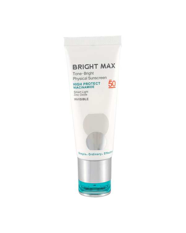 کرم ضد آفتاب فیزیکال بی رنگ SPF50 برایت مکس Bright Max سری تن برایت حجم 40ml