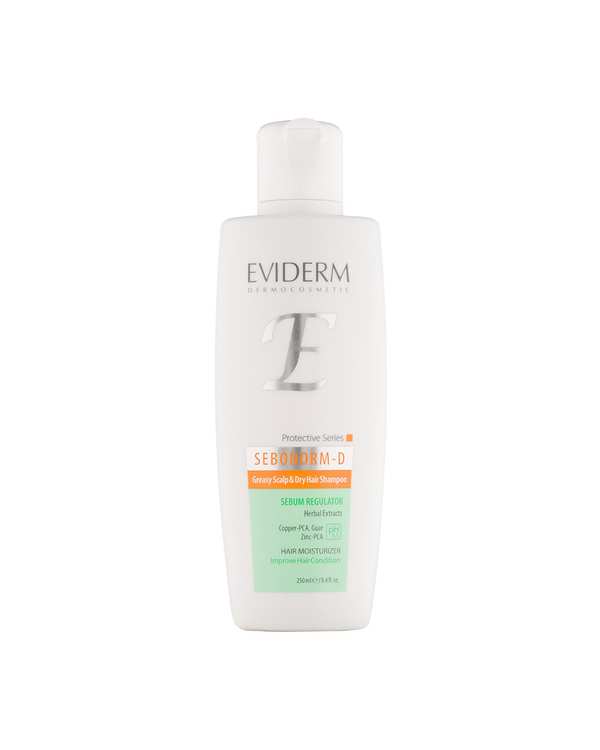 شامپو مو تعدیل کننده چربی پوست سر چرب و مو خشک اویدرم Eviderm مدل Seboderm D حجم 250ml
