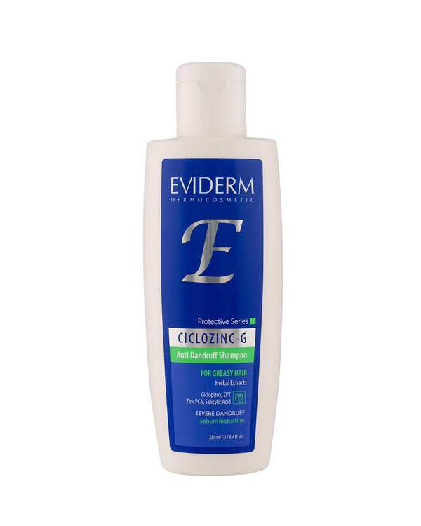 شامپو ضد شوره مو اویدرم Eviderm مدل Ciclozinc G مناسب موهای چرب حجم 250ml