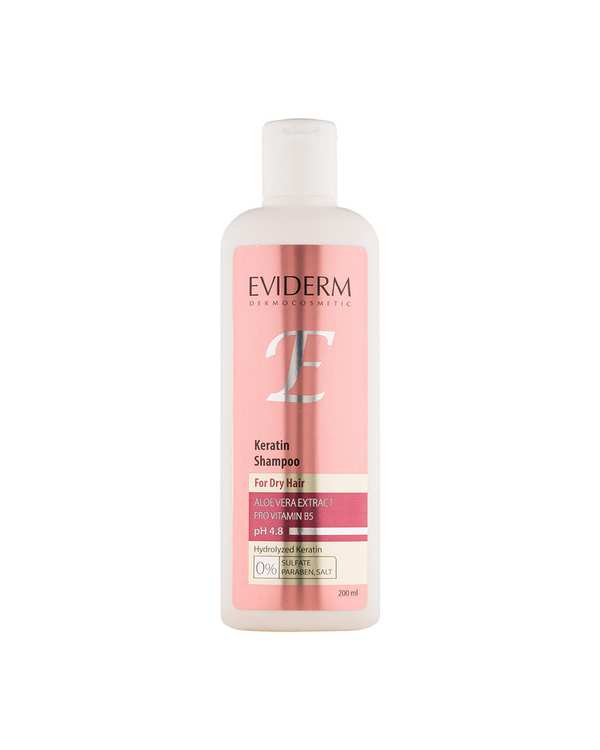 شامپو فاقد سولفات کراتینه اویدرم Eviderm موهای خشک حجم 200ml