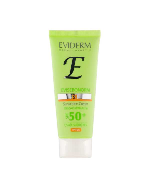 کرم ضد آفتاب رنگی SPF50 اویدرم Eviderm مناسب پوست چرب و دارای جوش حجم 40ml