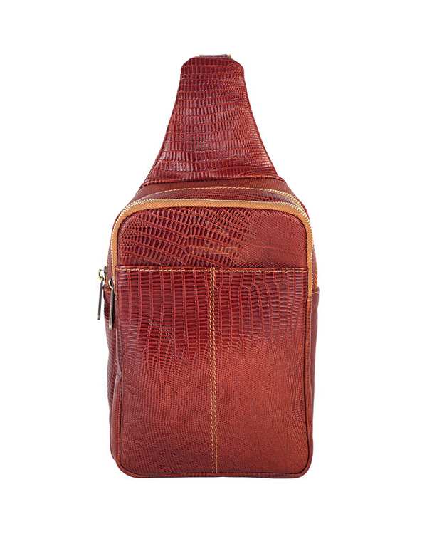 کیف چرم دوشی مردانه عسلی چرم بارز Charm Barez مدل DG65.LIZARD