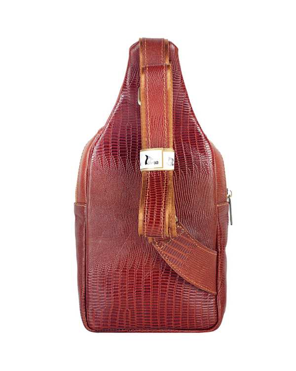 کیف چرم دوشی مردانه عسلی چرم بارز Charm Barez مدل DG65.LIZARD - تصویر 2