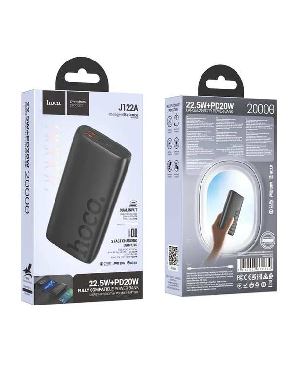 پاوربانک 22.5 وات فست شارژ مشکی هوکو hoco مدل J122A ظرفیت 20000 میلی آمپرساعت - تصویر 5