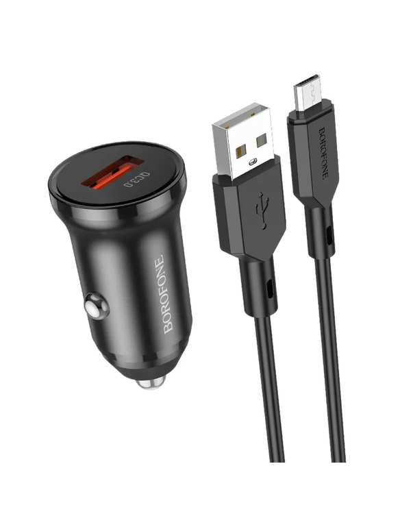 شارژر فندکی 18 وات مشکی بروفون Borofone مدل BZ18 با کابل میکرو