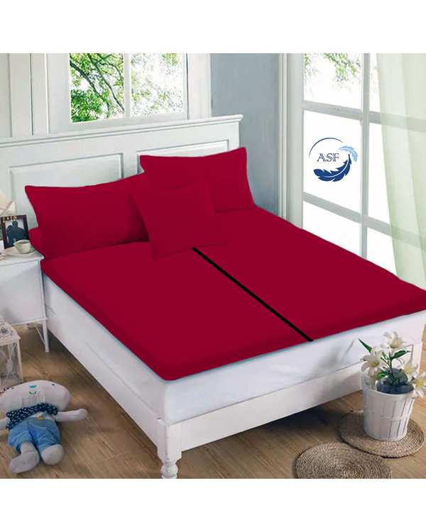 تشک تاپر فوم طبی دو نفره سایز 160*200 قرمز ای اس اف ASF مدل LUMO Max به همراه روبالشی