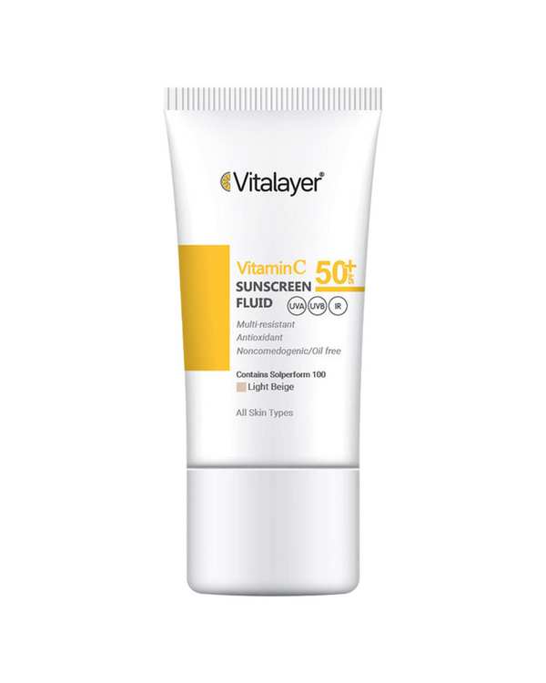 فلوئید ضد آفتاب رنگی ویتالیر Vitalayer مدل Vitamin C بژ روشن حجم 50ml