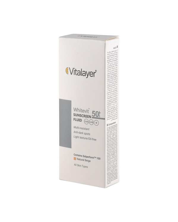 فلوئید ضد آفتاب رنگی SPF50 ویتالیر Vitalayer مدل وایت ویت بژ طبیعی حجم 50ml - تصویر 4