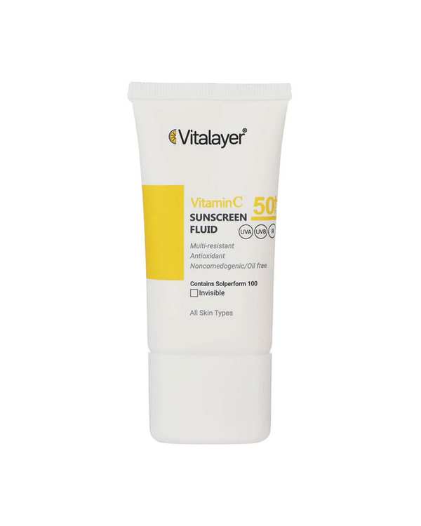 فلوئید ضد آفتاب ویتامین C بی رنگ SPF50 ویتالیر Vitalayer حجم 50ml