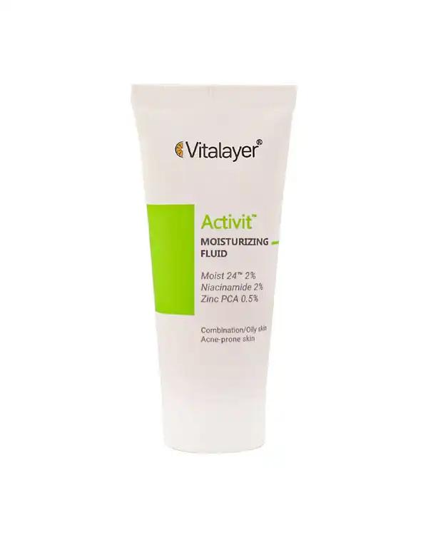 لوسیون فلوئید مرطوب کننده بی رنگ ویتالیر Vitalayer مناسب پوست چرب 40ml