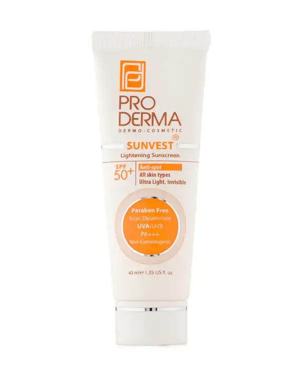 کرم ضد آفتاب و روشن کننده لک های پوست بی رنگ SPF50 پرودرما Proderma حجم 40ml