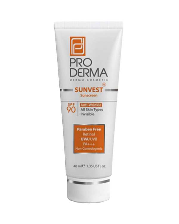 کرم ضد آفتاب و ضد چروک بی رنگ SPF90 پرودرما Proderma حجم 40ml