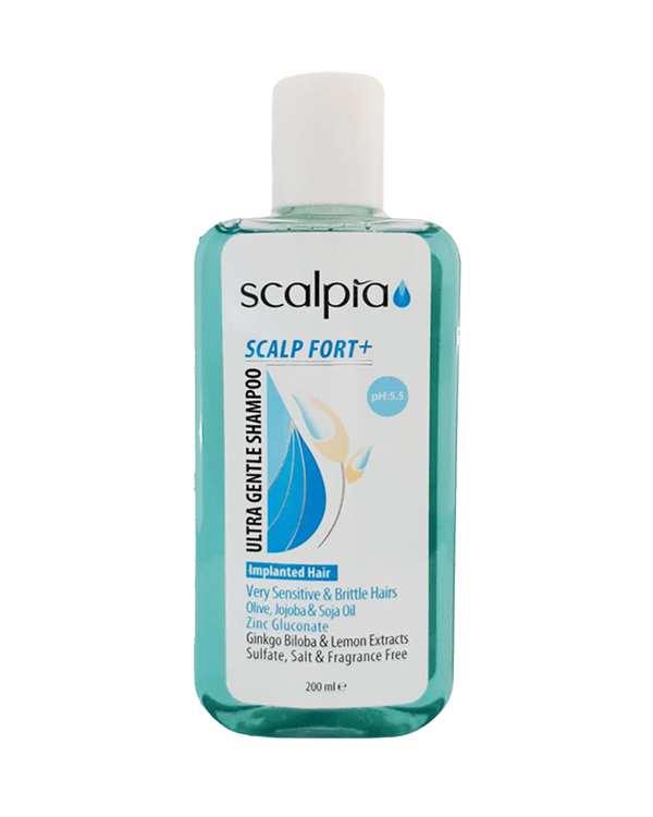 شامپو مو اسکالپیا Scalpia مدل Scalp Fort Plus Ultra Gentle مناسب برای موهای بسیار حساس و شکننده 200ml