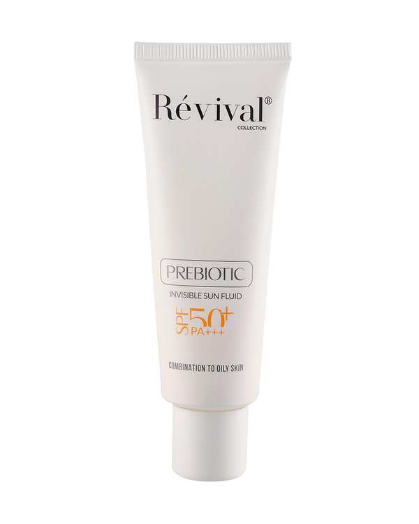 فلوئید ضد آفتاب بی رنگ SPF50 رویوال Revival مناسب پوست چرب حجم 50ml