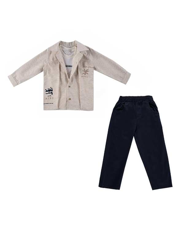 ست سه تکه پسرانه کرم فیورلا Fiorella مدل هاوایی2 کد 35546