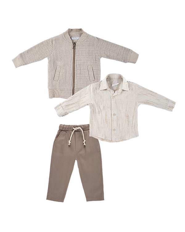 ست سه تکه پسرانه کرم فیورلا Fiorella مدل یاشار 2 کد 35535