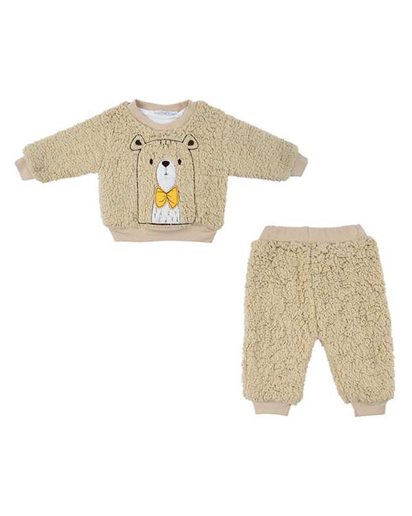 ست بلوز و شلوار نوزادی کرم فیورلا Fiorella مدل خرس کوچولو کد 25535