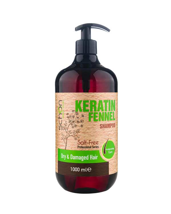 شامپو مو شون Schon مناسب موهای خشک و آسیب دیده حاوی کراتین هیدرولیز شده 1000ml