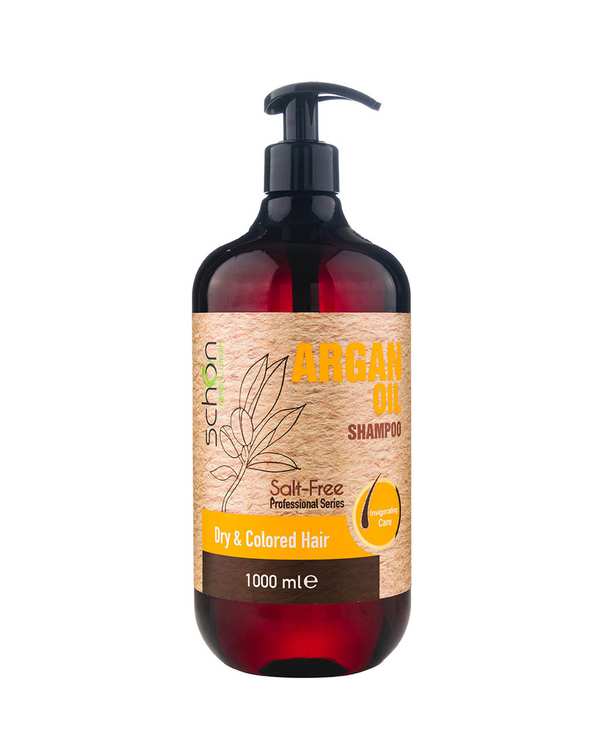 شامپو تقویت کننده مو شون Schon مناسب موهای خشک و رنگ شده حاوی روغن آرگان حجم 1000ml