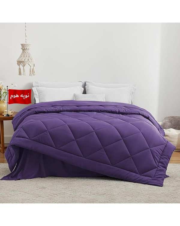 لحاف یک و نیم نفره یک تکه بنفش نوپه هوم Nopehome طرح لوزی کد L12-2 مناسب عرض تشک 120