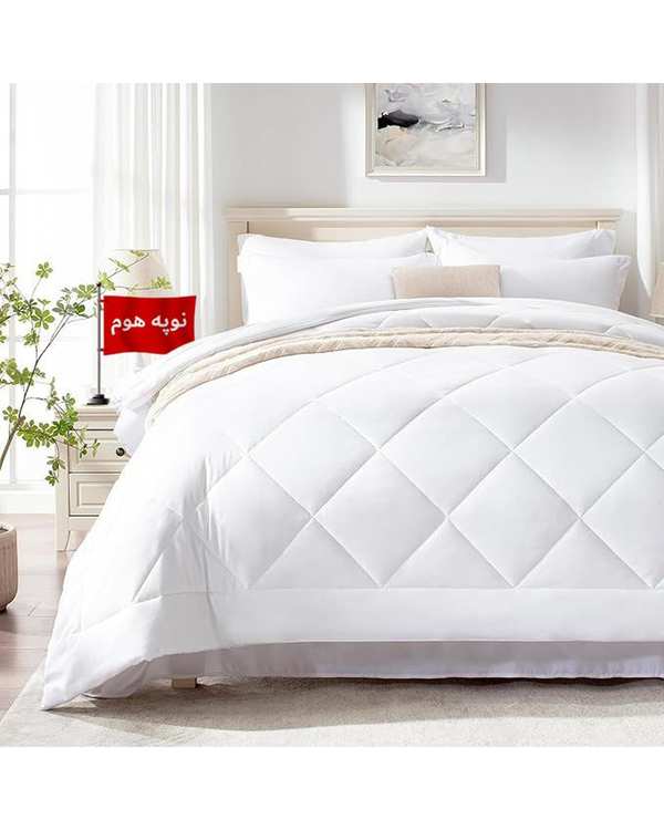 لحاف یک و نیم نفره یک تکه سفید نوپه هوم Nopehome طرح لوزی کد L14-2 مناسب عرض تشک 120