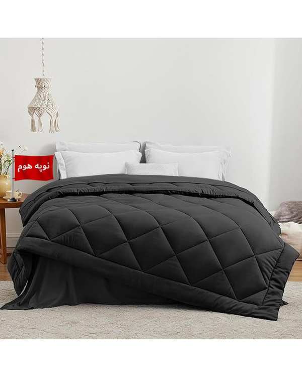 لحاف یک و نیم نفره یک تکه مشکی نوپه هوم Nopehome طرح لوزی کد L18-2 مناسب عرض تشک 120