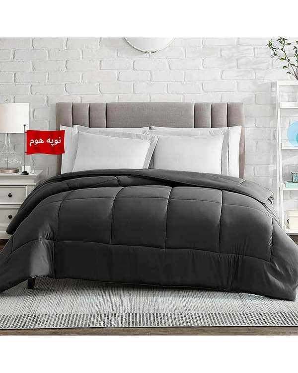 لحاف یک نفره یک تکه طوسی تیره نوپه هوم Nopehome طرح مربع کد L05-1 مناسب عرض تشک 80 الی 90