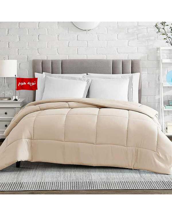 لحاف یک و نیم نفره یک تکه کرم نوپه هوم Nopehome طرح مربع کد L09-2 مناسب عرض تشک 120