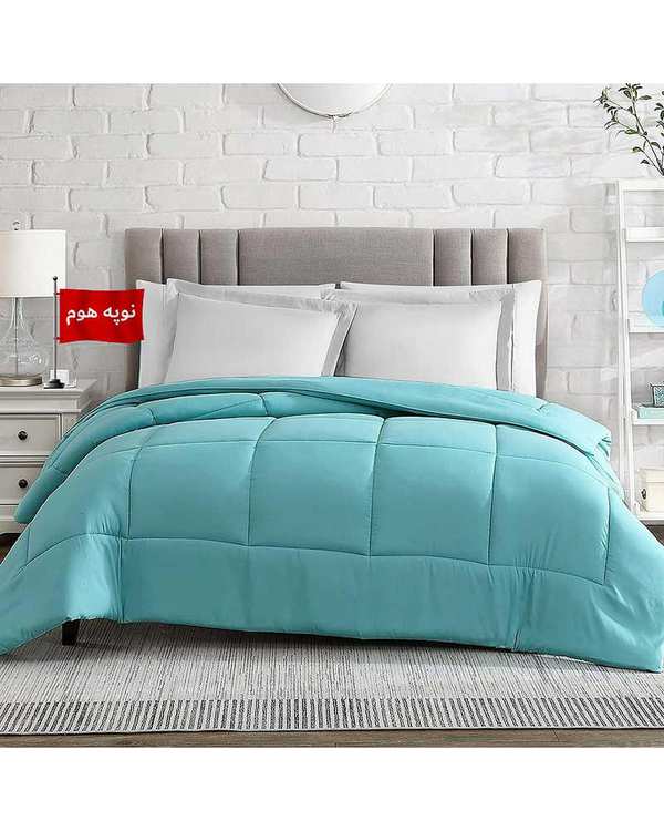 لحاف یک نفره یک تکه آبی نوپه هوم Nopehome طرح مربع کد L20-1 مناسب عرض تشک 80 الی 90