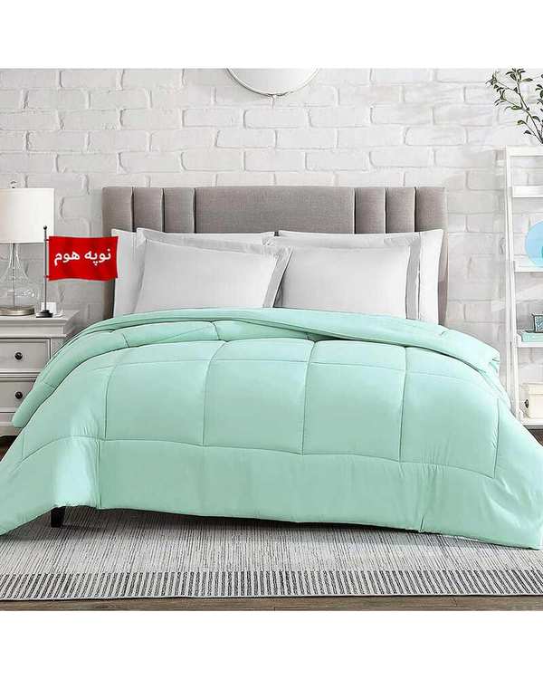 لحاف یک نفره یک تکه آبی روشن نوپه هوم Nopehome طرح مربع کد L23-1 مناسب عرض تشک 80 الی 90