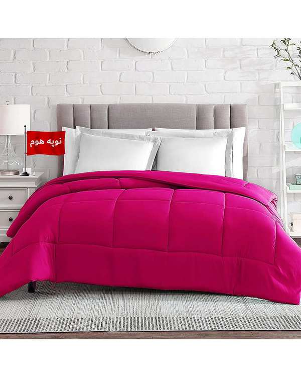 لحاف دو نفره یک تکه سرخابی نوپه هوم Nopehome طرح مربع کد L24-3 مناسب عرض تشک 160 الی 180