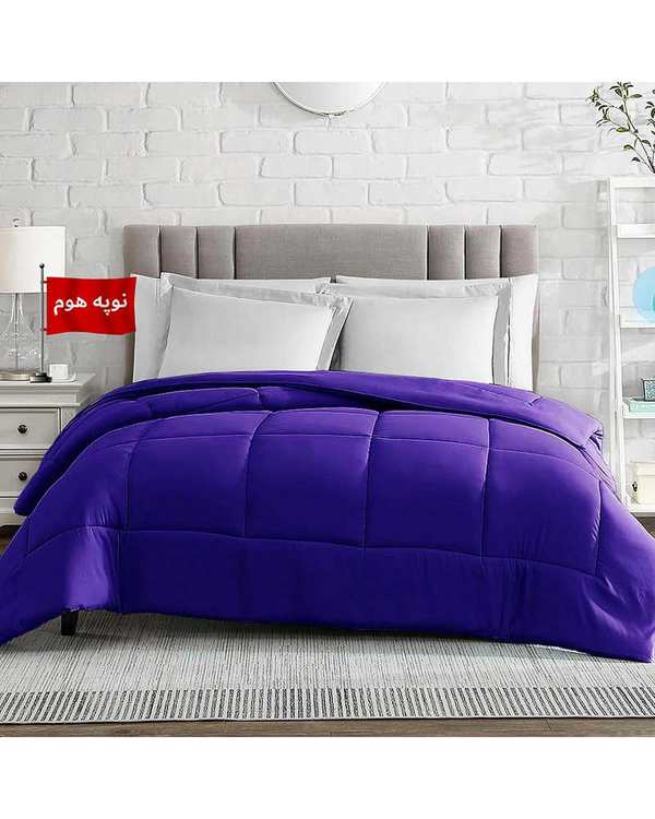 لحاف دو نفره یک تکه آبی کاربنی نوپه هوم Nopehome طرح مربع کد L25-3 مناسب عرض تشک 160 الی 180