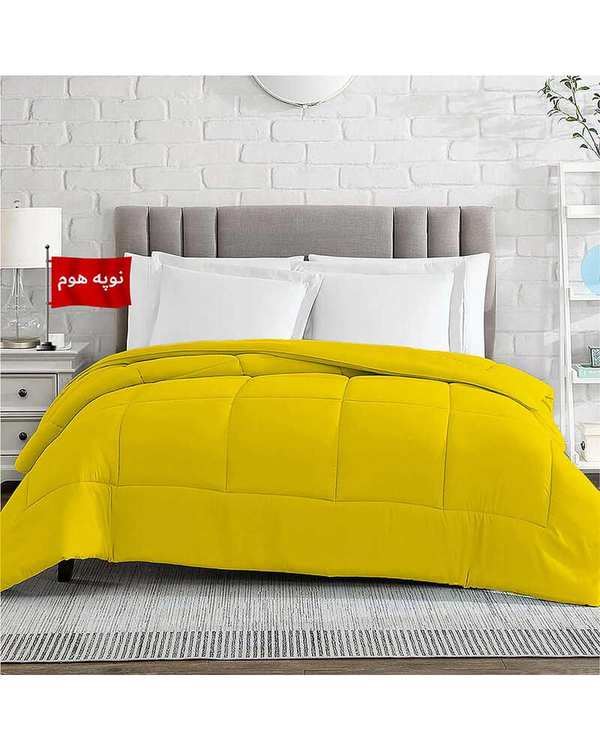 لحاف دو نفره یک تکه زرد نوپه هوم Nopehome طرح مربع کد L27-3 مناسب عرض تشک 160 الی 180