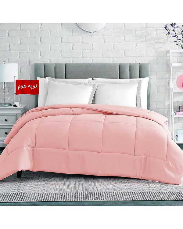 لحاف یک نفره یک تکه صورتی نوپه هوم Nopehome طرح مربع کد L30-1 مناسب عرض تشک 80 الی 90