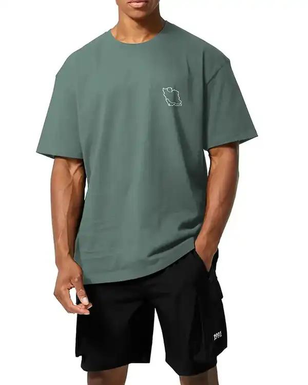 تی شرت مردانه نخی اورسایز سبز نوزده نود و یک 1991 مدل TS1989 Gr