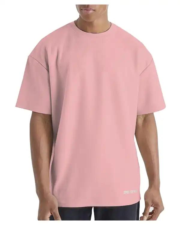 تی شرت مردانه اورسایز صورتی نوزده نود و یک 1991 مدل TS1963 Pi