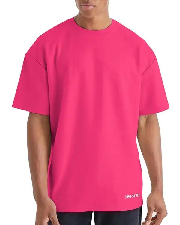 تی شرت مردانه اورسایز سرخابی نوزده نود و یک 1991 مدل TS1963 So